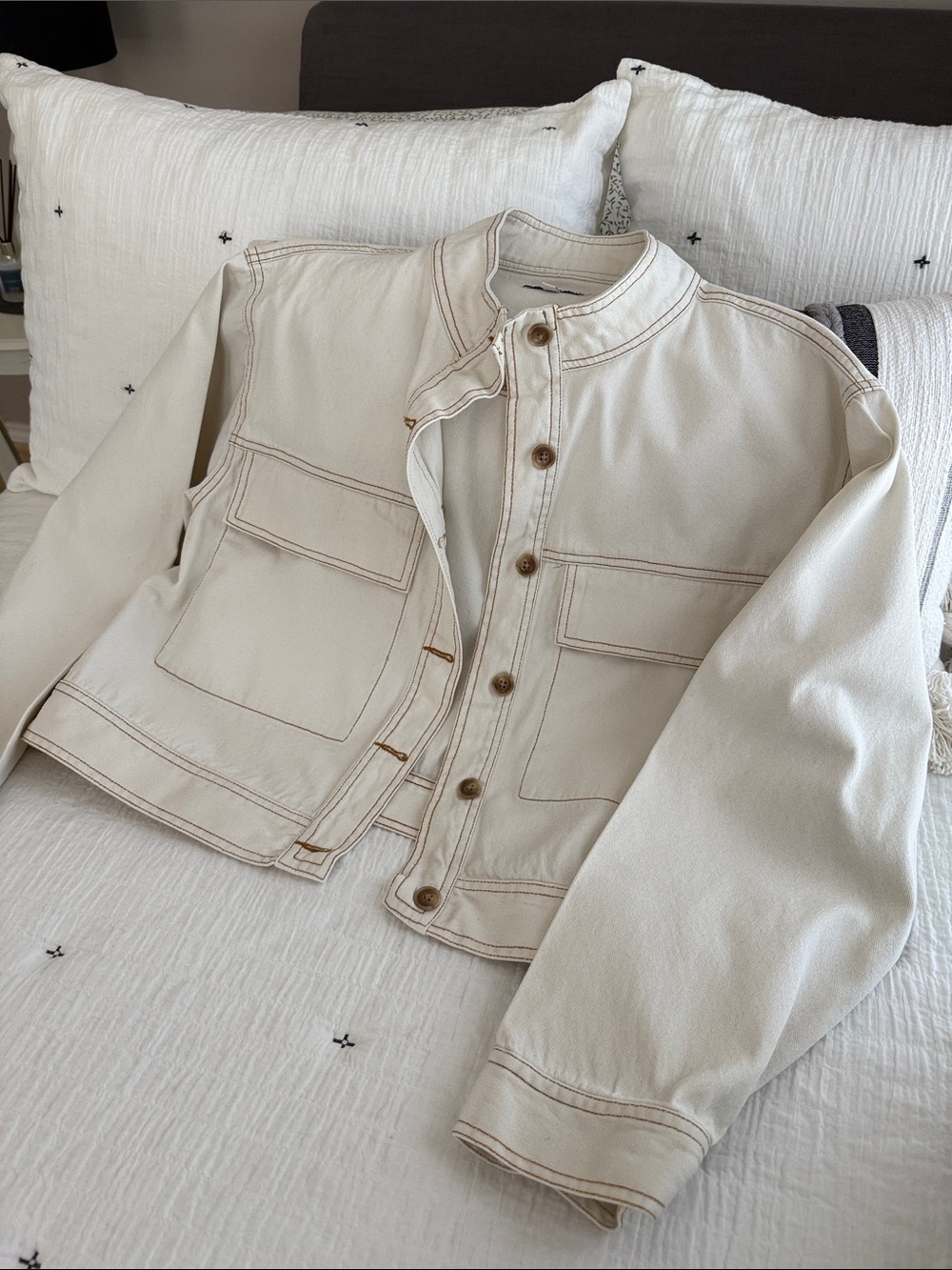Ten Sixty Sherman, Cream Button-Front Utility Jacket, XL